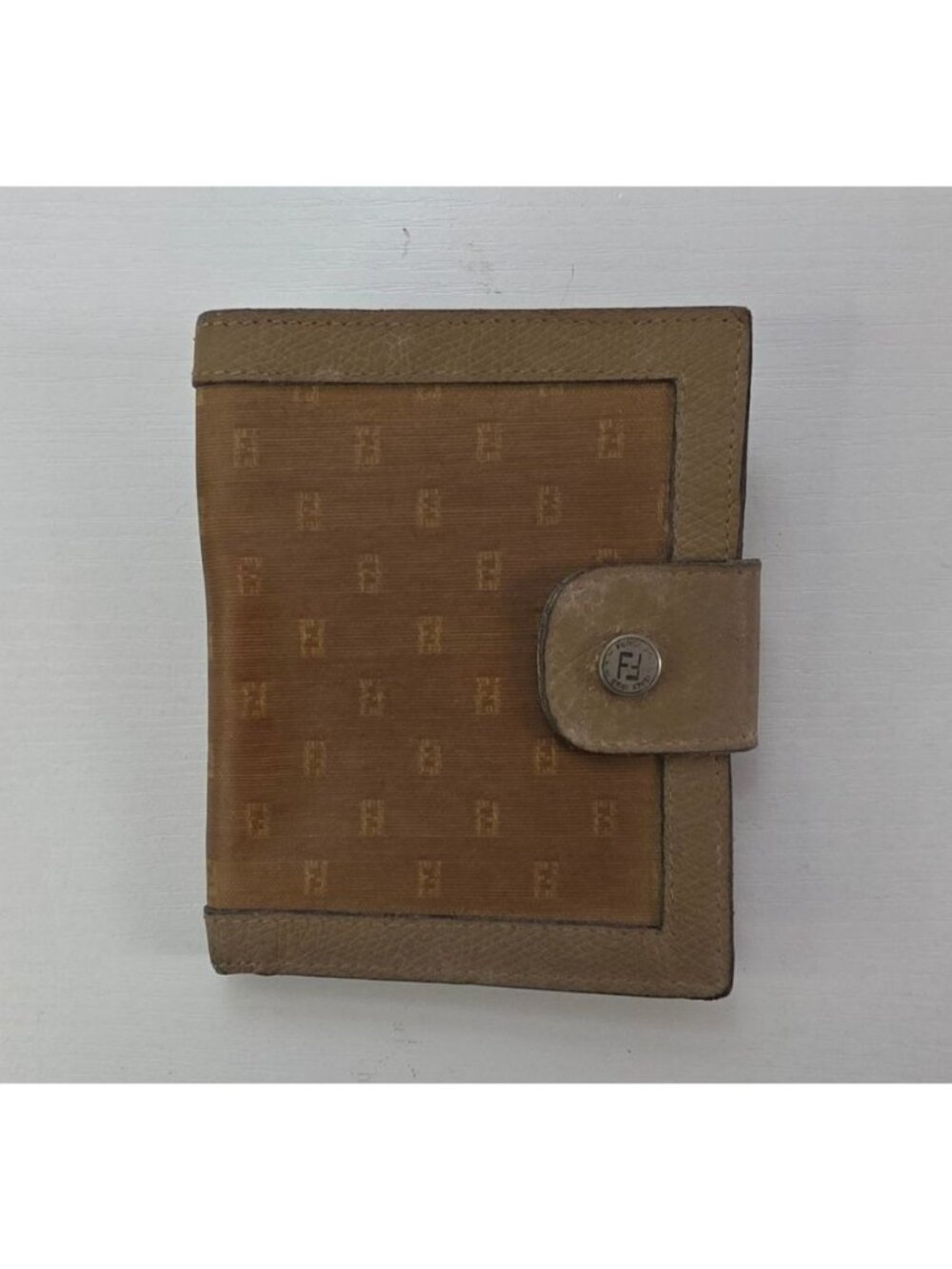 Vintage Fendi Wallet Authentic Designer Leather Bifold Wallet Brown Monogram Pre